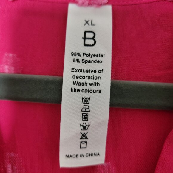 B Brand Womens Top Sz XL Short Flutter Sleeves V-Neck Fuzzy Dots Rose Pink - Picture 3 of 8